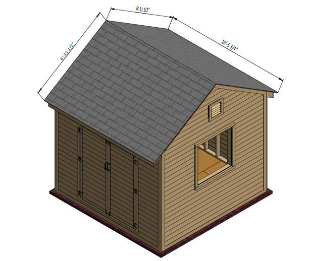 shed roof assembly with asphalt shingles