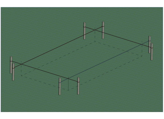 marking the outline of shed foundation