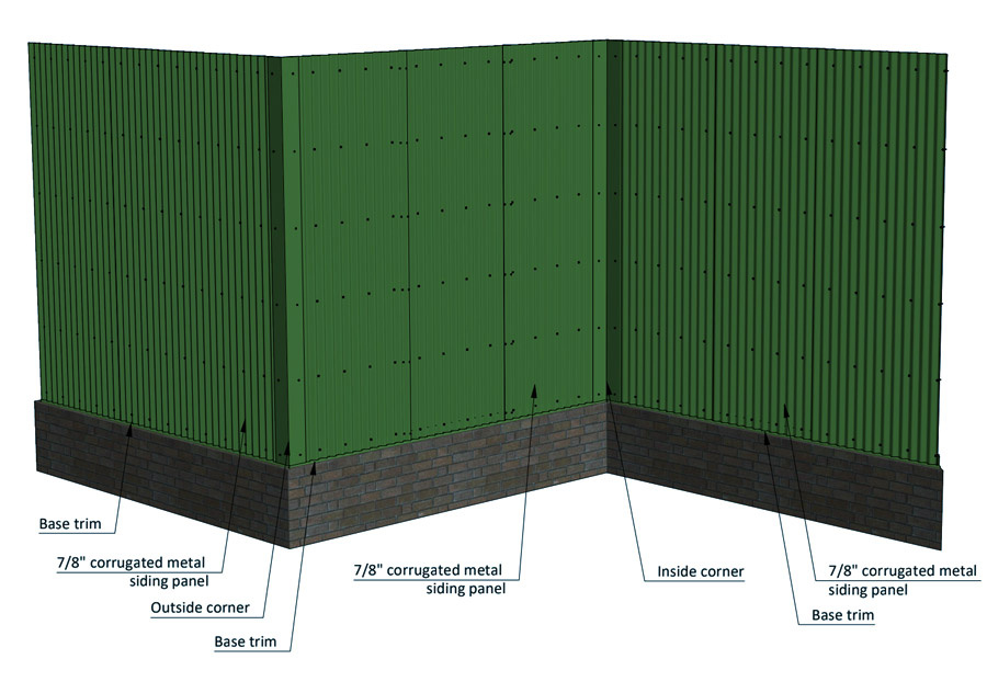 Metal siding for shed with materials